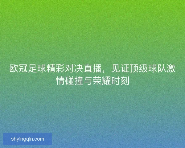 欧冠足球精彩对决直播，见证顶级球队激情碰撞与荣耀时刻